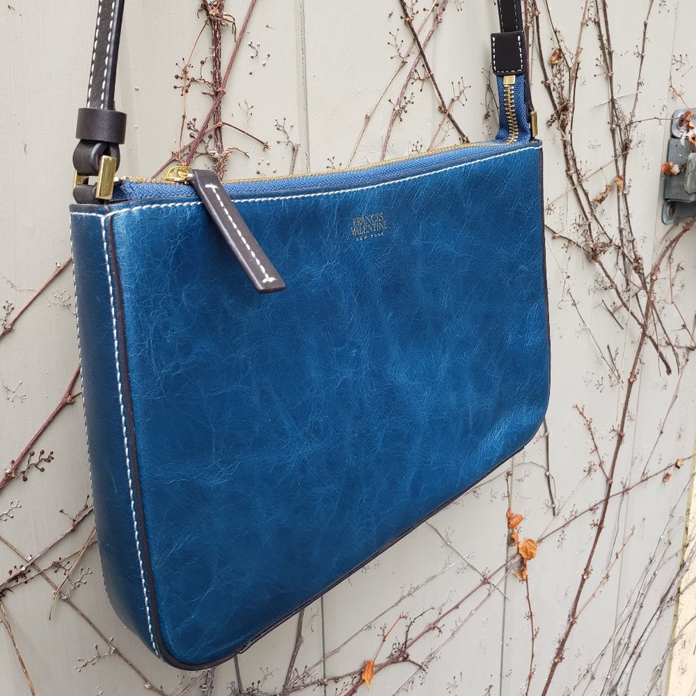 ***NEW PRICE!*** Frances Valentine Poppy Bag in two tone blue and oyster